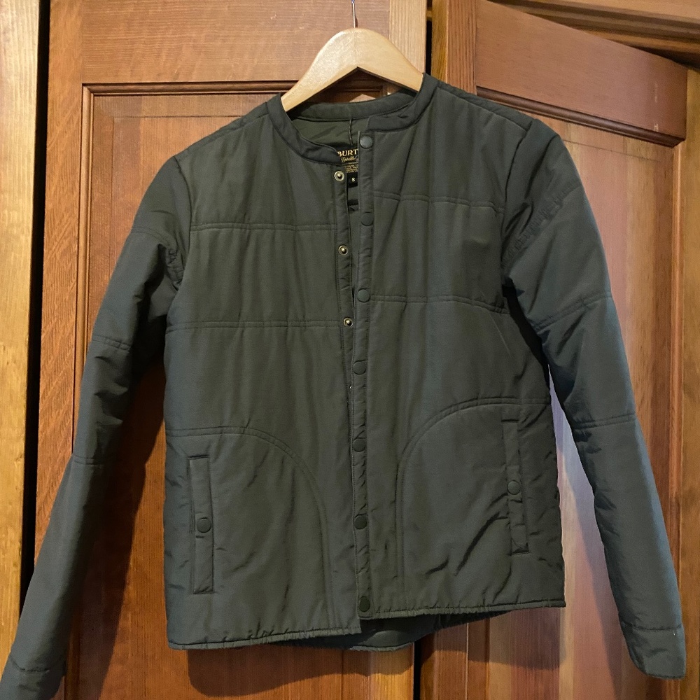Burton Snowboards snap front quilted insulated/puffy jacket